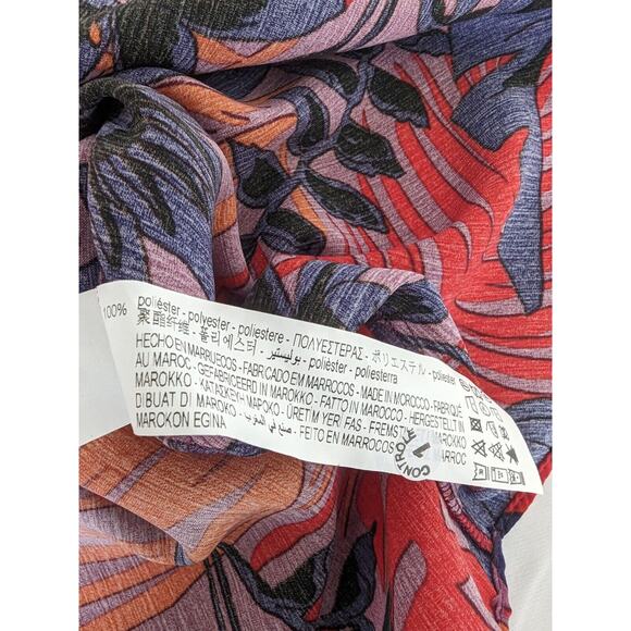 ZARA Floral Print Mini Dress Size Small Tropical Long Sleeve Relaxed Ruching New - Picture 8 of 9